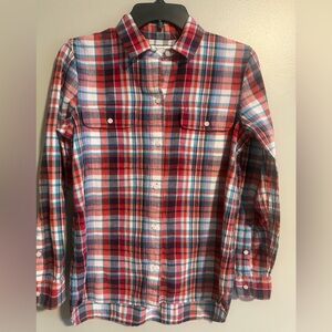 Madewell Multicolor Plaid Lightweight Flannel Button Down Shirt women's size S